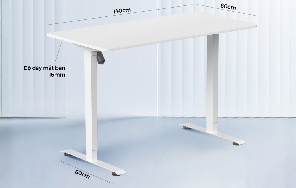 GEARVN - Bàn nâng hạ Warrior Paladin WGT604 White (version 2025)