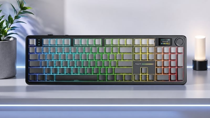Bàn phím AULA F108 Pro F10801 có keycap PBT Double-Shot bền bỉ