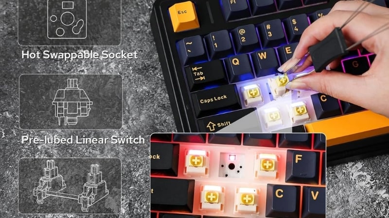Bàn phím AULA F75 F7504 có reaper Switch với cảm giác gõ linear