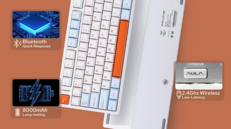 Bàn phím AULA M75 TM M7501 có kết nối 3 chế độ cùng pin 8000mAh