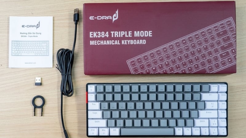 Bàn phím E-Dra EK384 Triple Mode Beta Red Switch có kết nối Triple Mode linh hoạt