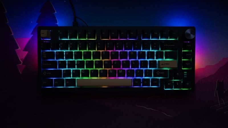 Bàn phím cơ DareU EK75 Rapid Trigger Black có RGB sống động