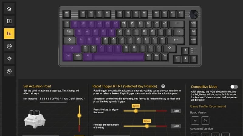 Bàn phím cơ DareU EK75 Rapid Trigger Black có thể kết nối qua phần mềm DareU Software
