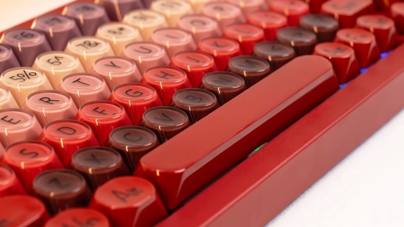 Bàn phím có dây Veekos K75 Wined Red có keycap MOA profile độc đáo
