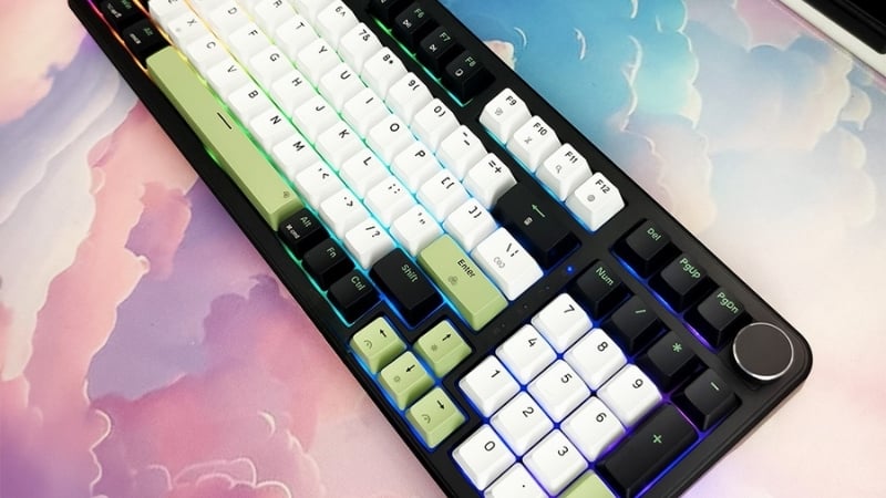 Bàn phím cơ không dây E-Dra EK398W (Black + White + Green) có thiết kế 97 phím Black Edition