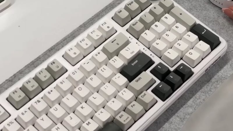 Bàn phím cơ không dây E-Dra EK398W (Light Gray + White + Dark Gray) có keycaps PBT bền bỉ