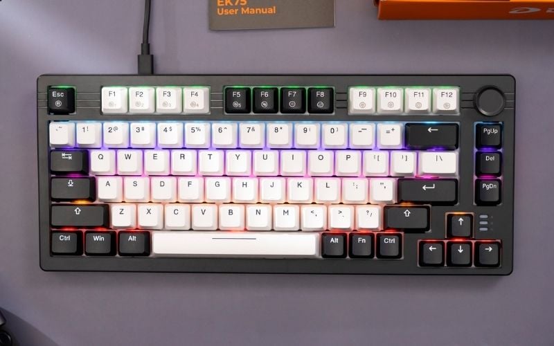 Bàn phím cơ DareU trang bị đèn LED RGB đa chế độ, cho phép tùy chỉnh màu sắc và hiệu ứng ánh sáng linh hoạt