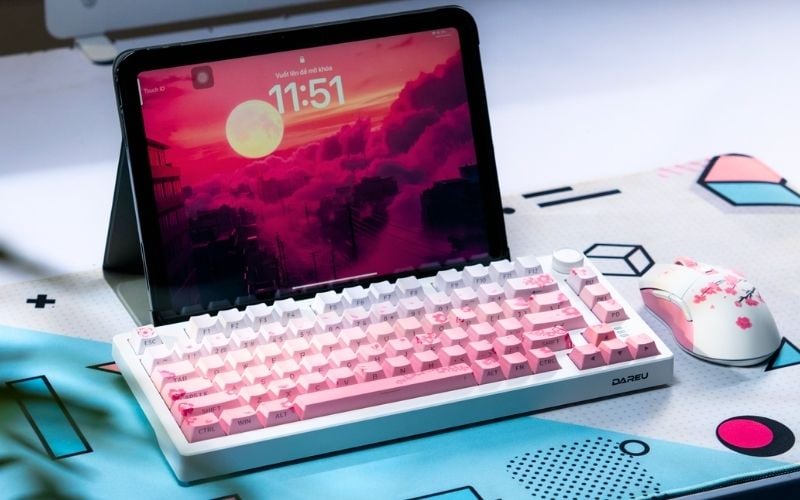 Bàn phím cơDareU EK75 Pro Sakura Pink Dream switch