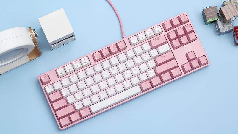 Bàn phím DareU EK87 Pink White Blue Switch có layout TKL 87 phím nhỏ gọn
