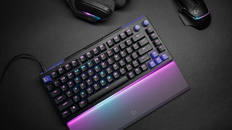 Bàn phím Logitech G512 X 75 TMR 8K Black có đèn LIGHTSYNC RGB hướng trước nổi bật