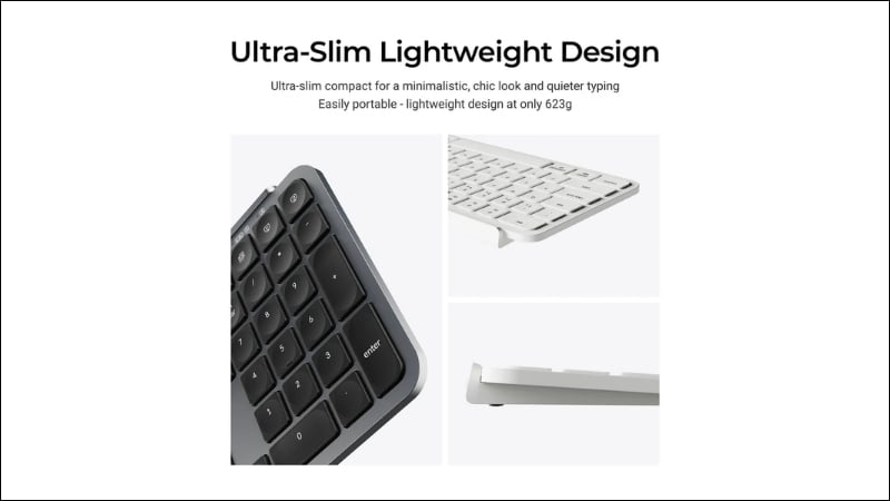 Bàn phím Keychron B6P-K9 Deep Black có thiết kế full-size siêu mỏng