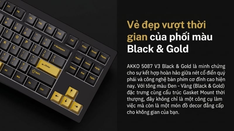 Bàn phím AKKO 5087 V3 Black&Gold Akko Piano Pro có phối màu Black and Gold nổi bật