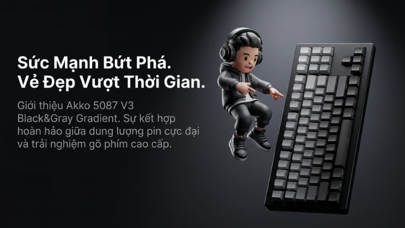 Bàn phím AKKO 5087 V3 Black&Gray Gradient Botany có Akko Botany Switch gõ ổn định