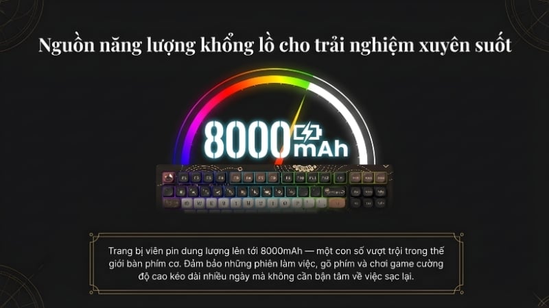 Bàn phím AKKO 5087 V3 Lord of Mysteries dùng pin 8000mAh dùng cho đa nền tảng