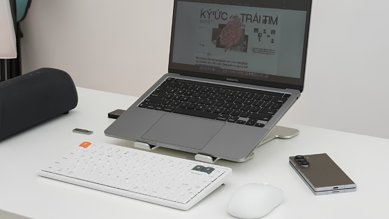 Bàn phím không dây HyperWork SilentKey Mini TS01M Trắng kết nối linh hoạt