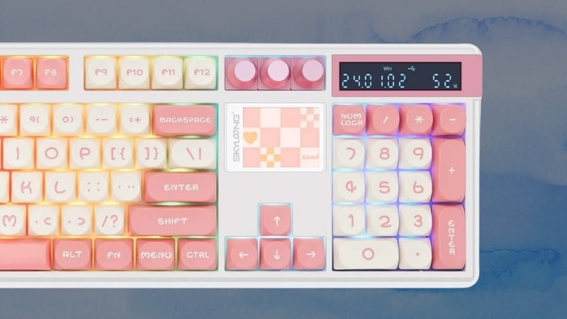 Bàn phím SKYLOONG GK104 PRO Peach có màn hình TFT RGB