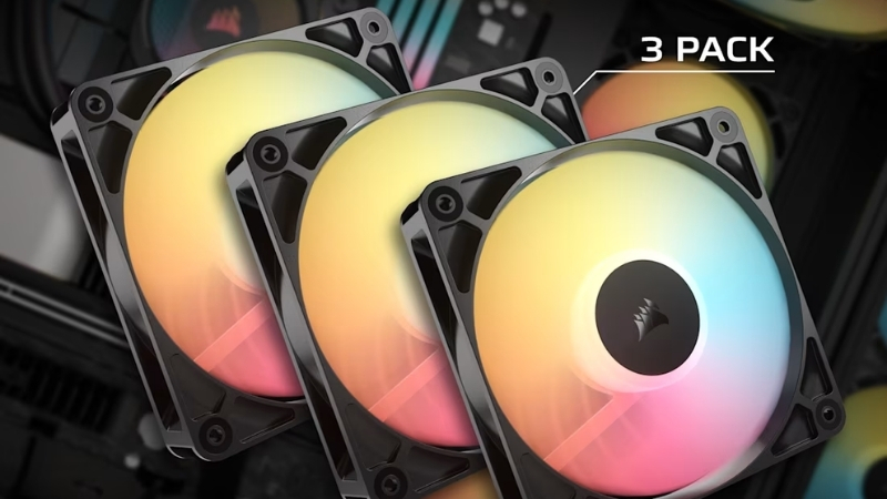 Bộ 3 quạt Corsair RS120 ARGB BLACK có thiết kế reverse rotor