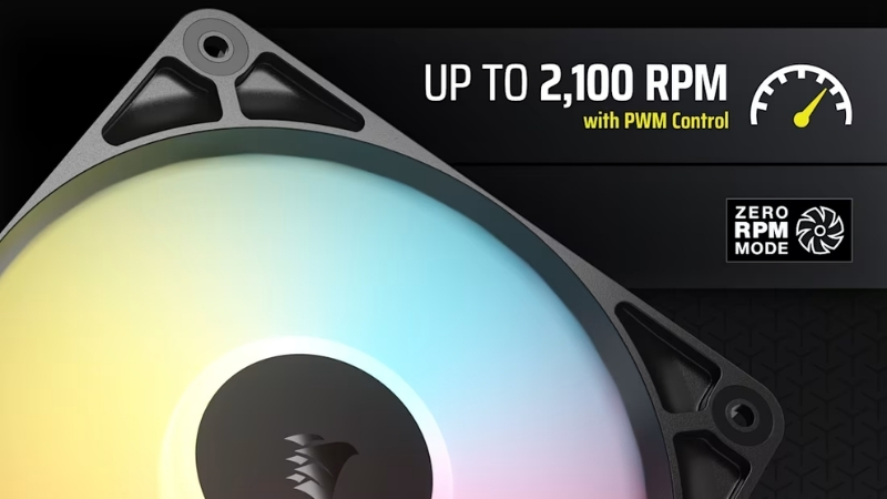 Bộ 3 quạt Corsair RS120 ARGB BLACK có thể điều khiển PWM & Zero linh hoạt