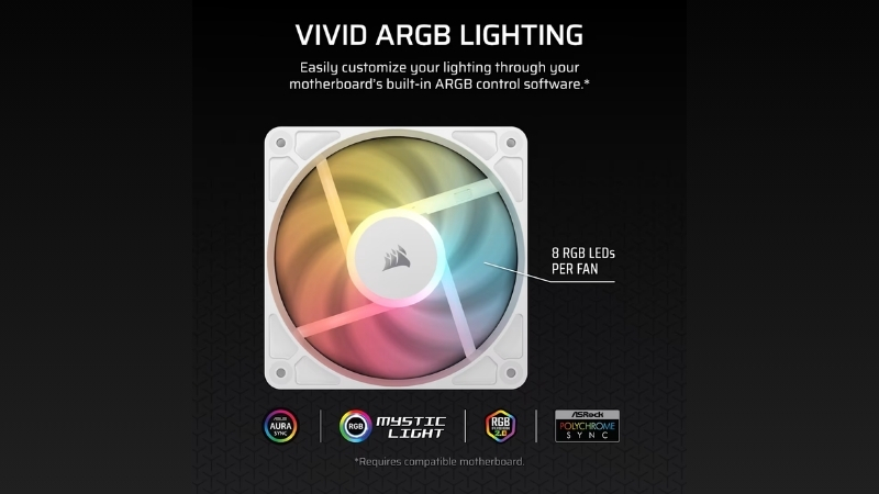 Bộ 3 quạt Corsair RS120 ARGB WHITE Reverse có thiết kế cánh quạt đảo chiều