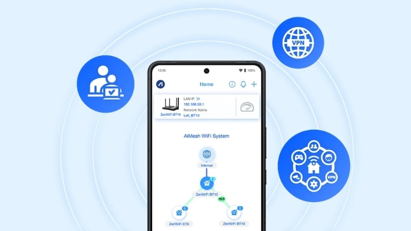 Bộ định tuyến WiFi 7 ASUS RT-BE50 có AiMesh mở rộng vùng phủ sóng linh hoạt
