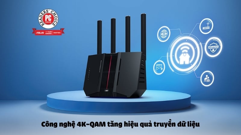 Bộ định tuyến WiFi 7 ASUS RT-BE92U được trang bị công nghệ 4K-QAM