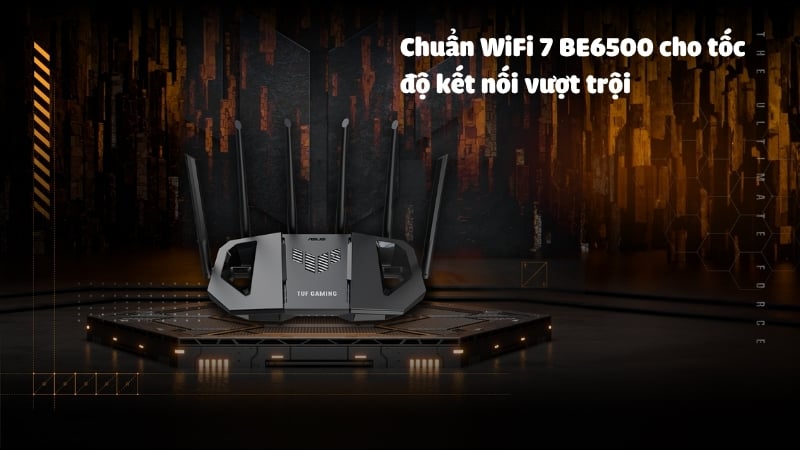 Bộ định tuyến WiFi 7 ASUS TUF GAMING BE6500 có chuẩn WiFi 7 BE6500 vượt trội