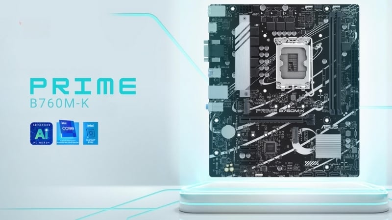 Bo mạch chủ ASUS PRIME B760M-K (DDR5) hỗ trợ CPU Intel đa thế hệ