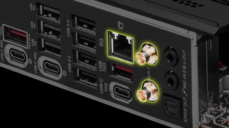 Bo mạch chủ MSI MAG X870E TOMAHAWK WIFI có các cổng kết nối I/O sau đa dạng