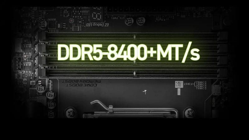 Bo mạch chủ MSI MAG X870E TOMAHAWK WIFI có thể đạt từ 5600 đến 8400+ MT/s