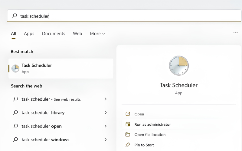 Mở Task Scheduler trên Windows