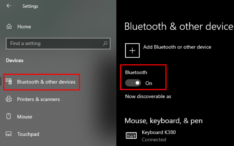 Chọn Bluetooth & other devices rồi gạt công tắc sang On