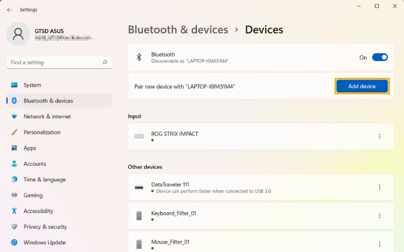 Nhấn Add device