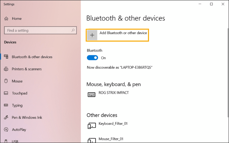 Nhấn Add Bluetooth or other device