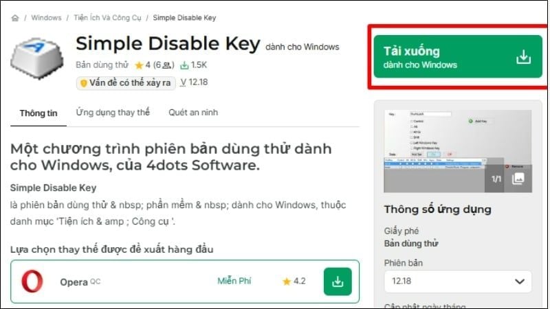 Tải và cài đặt phần mềm Simple Disable Key
