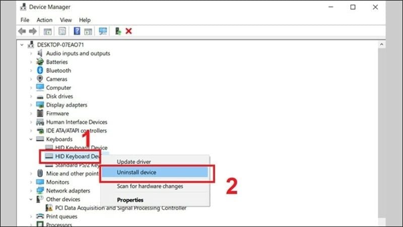 Chọn Uninstall device
