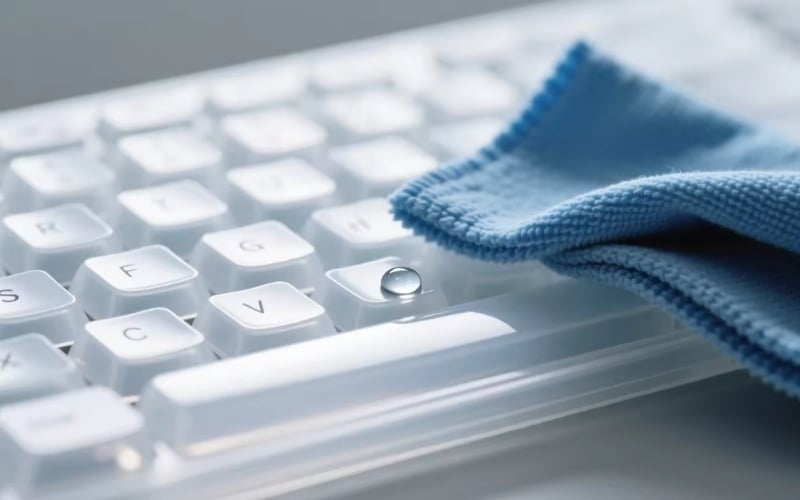 Dùng khăn&nbsp;microfiber khi cần làm sạch nhẹ bàn phím