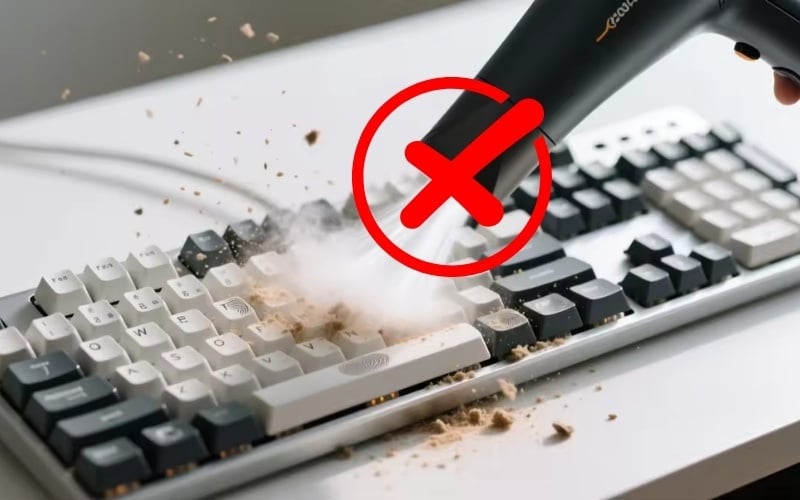 Không nên dùng máy sấy nhiệt cao nhằm tránh&nbsp;làm biến dạng keycap
