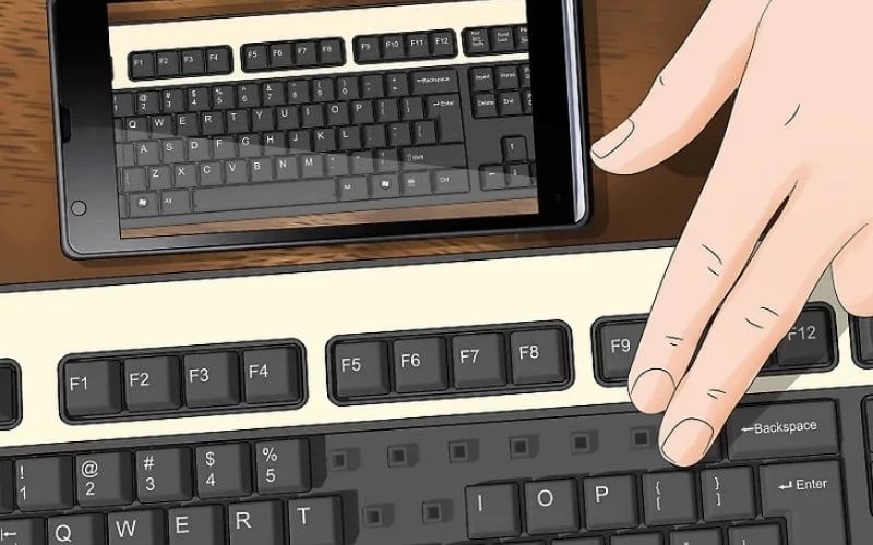 Dựa vào ảnh chụp ban đầu để gắn phím&nbsp;lại đúng vị trí
