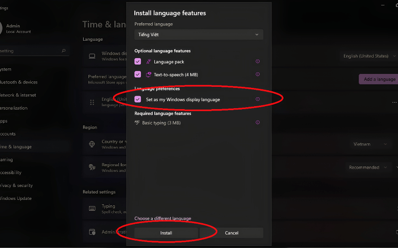 Tick vào ô Set as Windows my&nbsp;display language