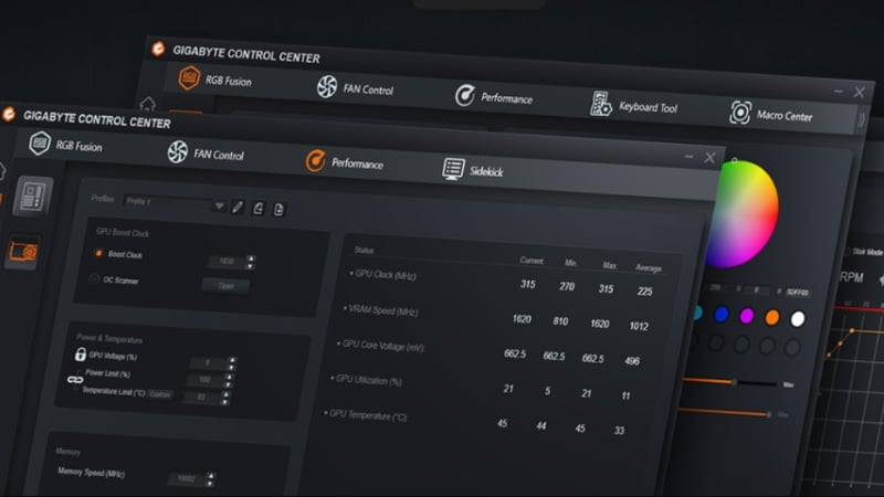 GeForce RTX 5050 Windforce OC 8GB tích hợp phần mềm Gigabyte Control Center (GCC)