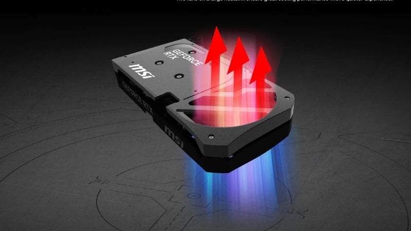 Card màn hình MSI GeForce RTX 5060 Ti Shadow 2X có thiết kế SHADOW 2X 2 fan nhỏ gọn