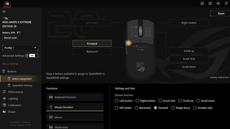 Chuột ASUS P725 ROG HARPE II EXTREME EDITION 20 tùy chỉnh dễ dàng với phần mềm Gear Link