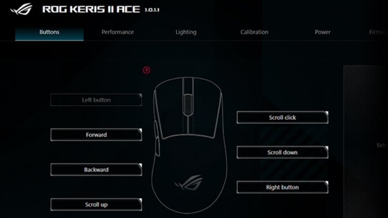 Chuột ASUS ROG KERIS II ACE Wireless White được tùy trên phần mềm Armoury Crate