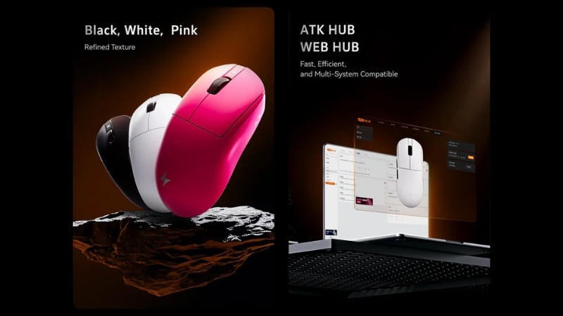 Chuột ATK A9 SE Tri-mode Nearlink Wireless Black có thể tùy chỉnh phần mềm linh hoạt