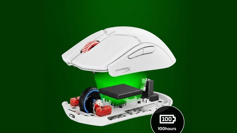 Chuột HyperX Pulsefire Haste 2 Mini Wireless White sở hữu viên pin 100 giờ