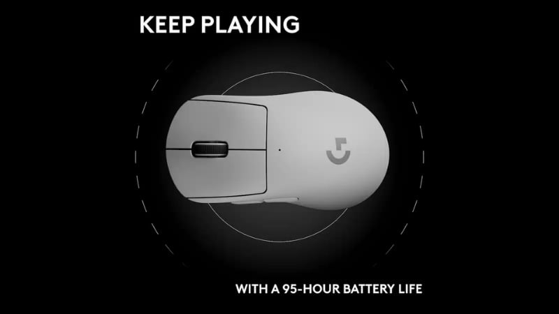 Chuột Logitech G Pro X Superlight 2 Dex Wireless White cho thời lượng pin lên đến 95 giờ