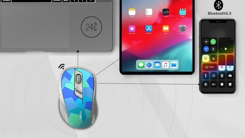 Chuột Rappo M500 Blue có kết nối TriMode hỗ trợ