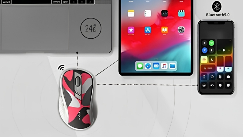 Chuột Rappo M500 Red có kết nối đa thiết bị linh hoạt