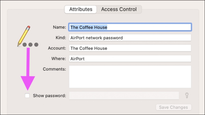 Tick chọn Show password để xem mật khẩu