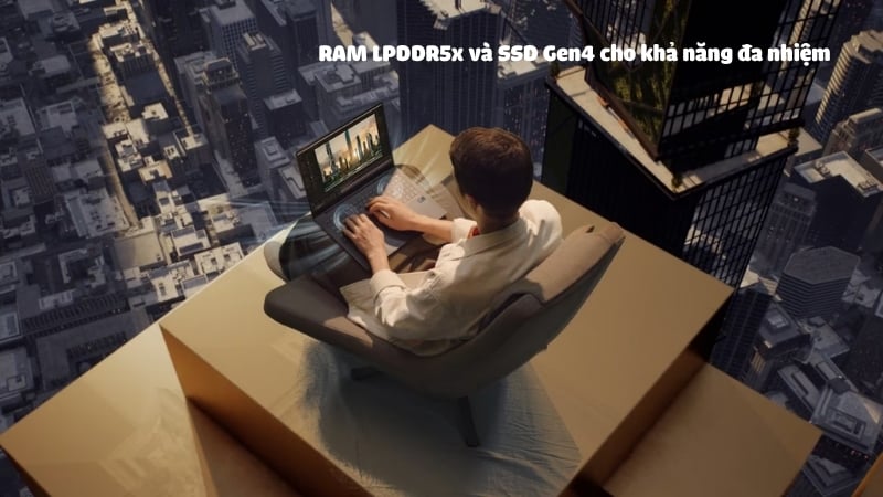 Laptop LG Gram Pro 16Z90U-G.AN55A5 có RAM LPDDR5x và SSD Gen4 đa nhiệm